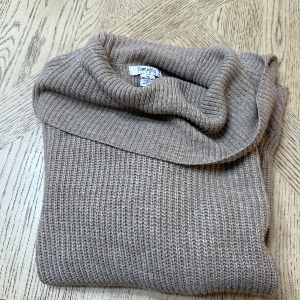 Hampshire Studio Womens XL Tan Cowl‎ Neck Long Sleeve Knit Sweater